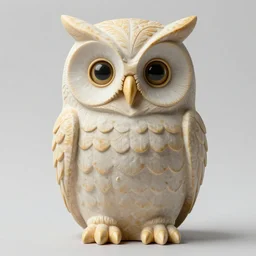 symmetrical detailed sculpture of an owl, made of Epoxy