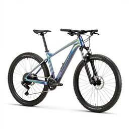 holographic mountain bike, 8k product photo, isolated on a pure white background, centered, entire object in frame, sharp focus, soft studio lighting