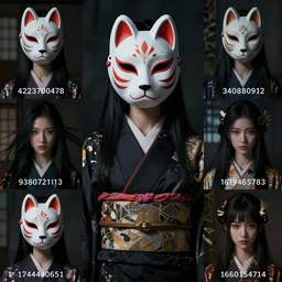 a Photorealistic dramatic fantasy render of a beautiful woman wearing a beautiful intricately detailed Japanese Wolf Kitsune mask and clasical Japanese Kimono by WLOP,Artgerm,Greg Rutkowski,Alphonse Mucha, Beautiful dynamic dramatic dark moody lighting,shadows,cinematic atmosphere,Artstation,concept design art,Octane render,8K The seeds for each individual image are: [4223700478, 2654925974, 34080912, 930077006, 642801263, 198062113, 1619465783, 1744440651, 1060154714]