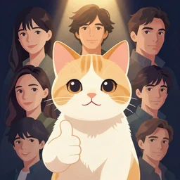 a small cat. thumb is up, clean cel shaded vector art. shutterstock. behance hd by lois van baarle, artgerm, helen huang, by makoto shinkai and ilya kuvshinov, rossdraws, illustration, portrait, artgem