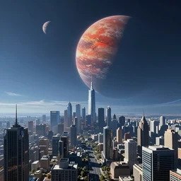 a futuristic city on a red planet, a catastrophic meteor approaching in the sky, artstation, cinematic, blue, digital art