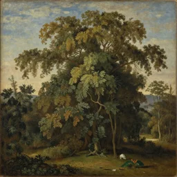 A baroque oil-painting of trees. Realistic, Ancient.