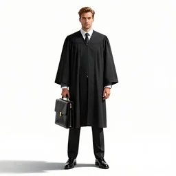 elegant lawyer with briefcase, high detail digital art, full body, standing, isolated on a pure white background, centered, whole figure in frame, sharp focus, studio lighting