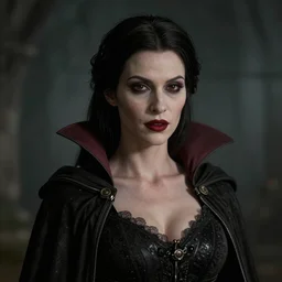 portrait of a lady vampire, 35mm, depth of field, DOF, ominous, sharp, detailed, photorealistic, octane render, high definition, 4k, artstation, steve mccurry, irwin penn, matthew benedict