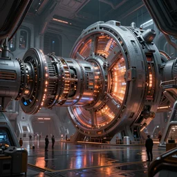 high tech mega structure, sci - fi particle accelerator, futuristic, 8 k texture, technology, wet reflective surface, smooth panels, personnel on floor, render in octane, photo realistic, artstation, by peter gric, giger, enki bilal, artgerm, greg rutkowski