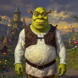 shrek in the style of frida kahlo