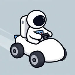 basic digital drawing in photoshop of simple astronaut driving a fly car