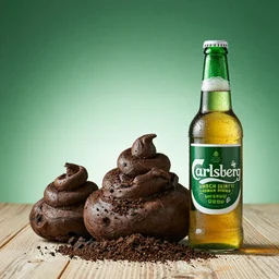 advertisement of new Carlsberg beer made with authentic human feces