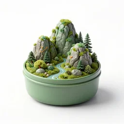 jade bento lunch, stylized 3d render, isolated on a pure white background, centered, entire object in frame, sharp focus, soft studio lighting