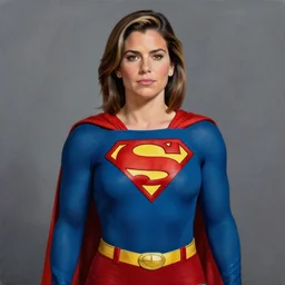 a painting of Alexandria Ocasio-Cortez wearing superman's uniform