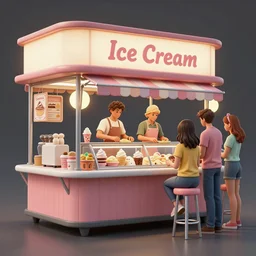 Ice cream stand, concept art by Noah Bradley, Darek Zabrocki, Tyler edlin, Jordan Grimmer, Neil Blevins, James Paick, Natasha Tan, highly detailed, ultra detailed, ultra realistic, trending on artstation