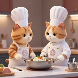 anthropomorphic  cats competing in masterchef