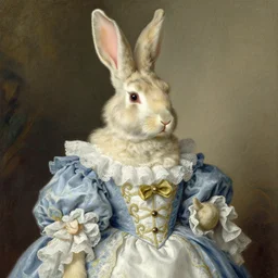 baroque rococo pastel anthromorphic male rabbit prince Greg Hildebrandt Lisa frank portrait