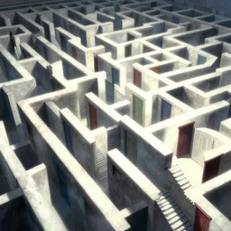 a huge bright maze of many doorways and lots of stairs, artstation, Junji Ito, epic composition