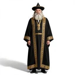 jovial rabbi with torah, cinematic studio photo, full body, standing, isolated on a pure white background, centered, whole figure in frame, sharp focus, studio lighting
