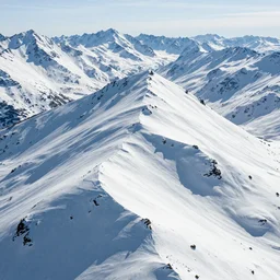 Top view of a snowy mountains