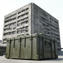 a gigantic brutalist building hard surface military hardware, military storage crate, maschinen krieger, ilm, beeple, star citizen halo, edge of tomorrow, mass effect, transformers, elysium, warm saturated colours