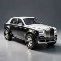 exceptionally unique reflective dark glass and plastic rectangular box - shaped car with fat tires and exposed carbon fibre and white ceramic generative design structure, insect - like, rolls royce phantom