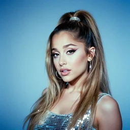film still, extreme far view, ariana grande, disco girl, studio 5 4, 1 9 8 0 s go go girl, associated press, 2 6 mm, kodak ektachrome, blue tint expired film