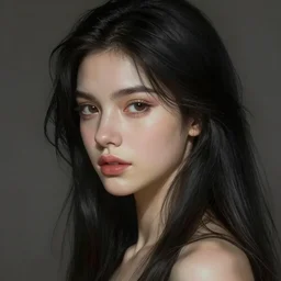 a beautiful girl with long black hair, fantasy, portrait, sharp focus, intricate, elegant, digital painting, artstation, matte, highly detailed, concept art, illustration, ambient lighting, art by ilya kuvshinov, artgerm, and Greg Rutkowski