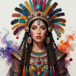 portrait of caitriona balfe, hyper detailed ultra sharp aztec shaman warrior. trending on artstation, warpaint aesthetic, bloodwave, colorful, psychedelic, ornate, intricate, digital painting, concept art, smooth, sharp focus, illustration, art by artgerm and greg rutkowski and h. r. giger, 8 k