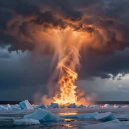 a photo of a tornado of fire and ice