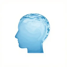 small minimalistic logo icon of a human head shape made of water, water manipulation, ray tracing, sharp focus, 8 k resolution