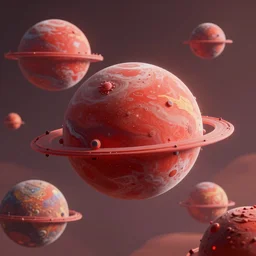 a highly detailed 3 d render of red solarpunk planets, matte painting, dreamy ethereal vibes, trending on artstation, 8 k