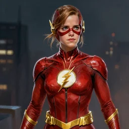 Emma Watson as The Flash by brian bolland by alex ross by Esad Ribic digital painting digital art