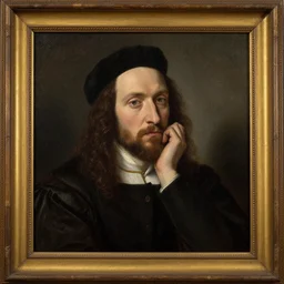 a renaissance oil painting portrait a bored steve buscemi with a frame