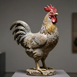 a powerful rooster rock statue that looks like a creative / designer, hasselblad photo, 8 k resolution