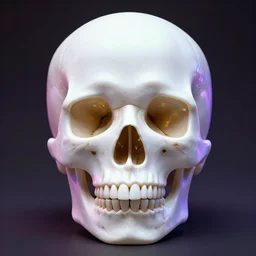 white marble skull with golden eyes, vaporwave