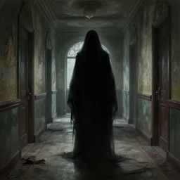 shadowy spirit in abandoned hospital hallway, horror, creepy, intricate, elegant, highly detailed, digital painting, artstation, concept art, smooth, sharp focus, illustration, art by artgerm and greg rutkowski and alphonse mucha