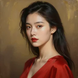 beautiful oil matte portrait painting, woman in red dresses, detailed face, wonderful masterpiece highly detailed, beautiful cinematic light deep focus, elegant, digital painting, smooth, sharp focus, golden ratio, dramatic illumination, ultra realistic, 8 k, art by jimmy law