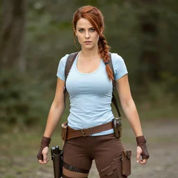 elisha cuthbert cosplay doing a lara croft cosplay, photograph by peter coulson