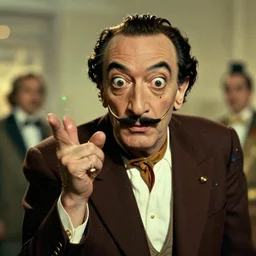 the extreme long shot of drunk salvador dali in the role of emperor | still frame from the prometheus movie by ridley scott and alejandro jodorowsky with cinematogrophy of christopher doyle, anamorphic bokeh and lens flares, 8 k, higly detailed masterpiece