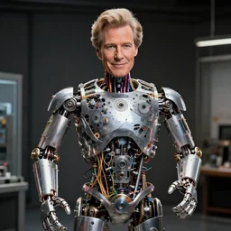 animatronic David Letterman, exposed mechanics, photo, Stan Winston studios, detailed, 4k
