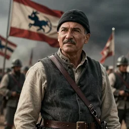 Photo of a middle age era war, 8k, dramatic lighting, ultra-realistic, flags