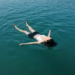 a person floating