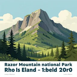 a tourism poster of razor mountain national park in rhode island, by evelyn abelson, featured on dribble, regionalism, digital illustration, wallpaper, poster art