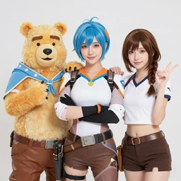 photographic portrait of d. va from overwatch cosplay pixar gummy bear, alena aenami and lilia alvarado, greg rutkowski and boris vallejo and frank frazetta, 3 5 mm