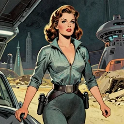 scifi woman by Robert McGinnis, pulp comic style, circa 1958
