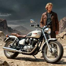 moebius and ralph mcquarrie style, vintage classic motorcycle, technical drawing, blade runner 2 0 4 9, star wars