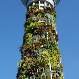 the auckland sky tower covered in a living wall made from nz endemic plants. patric blanc