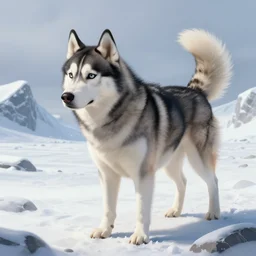 a siberian husky exploring the north pole, diffuse lighting, fantasy, highly detailed, photorealistic, digital painting, artstation, illustration, concept art, smooth, sharp focus, in the style of tom bagshaw