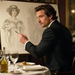 henry cavill eating dinner, character sheet, character design, contrast, deep focus, turnaround, highly detailed, dramatic lighting, digital painting, artstation, concept art, matte, sharp focus, illustration, elegant, art by artgerm and greg f and alphonse mucha.
