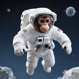 monkey astronaut in space, realistic, hd, experiment