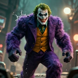 king kong the joker in gears of war, splash art, movie still, cinematic lighting, ray tracing, octane render, long lens, shallow depth of field, bokeh, anamorphic lens flare, 8 k, hyper detailed, 3 5 mm film grain