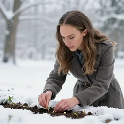 natalie portman planting seeds in a winter wonderland