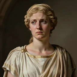 illustration of a dignified stoic woman roman noblewoman looking away in disgust